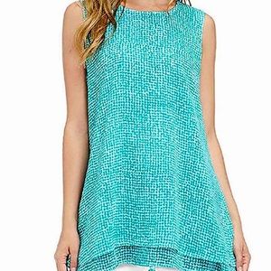Easy breezy tunic in aqua grid print